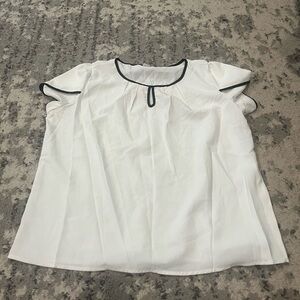 Elegant White Blouse with Black Trim